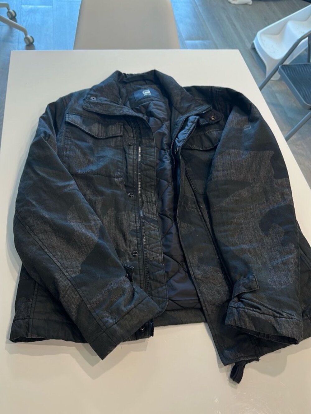 G-Star Raw Black and dark gray camouflage jacket - S